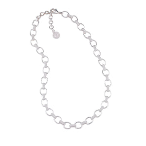 Cleopatra Small Link Necklace, 16"+ 2" in Silver