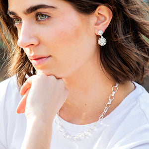 Cleopatra Small Link Necklace, 16"+ 2" in Silver