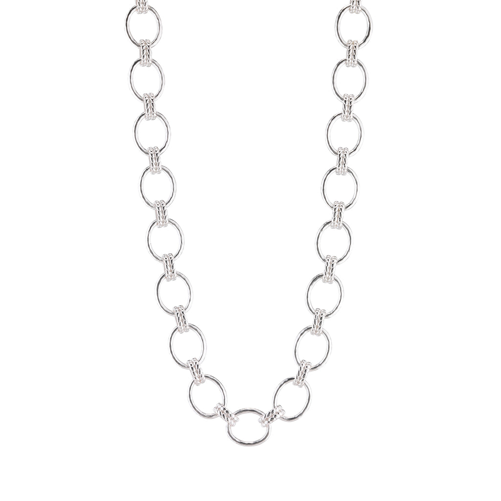 Cleopatra Grande Link Necklace, 16"+ 2" in Silver