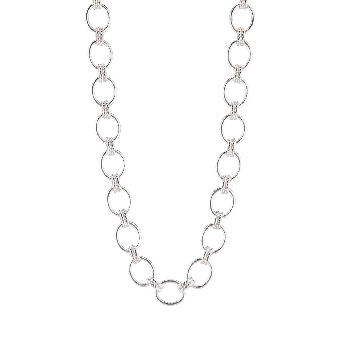 Cleopatra Grande Link Necklace, 16"+ 2" in Silver