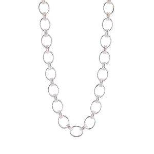 Cleopatra Grande Link Necklace, 16"+ 2" in Silver