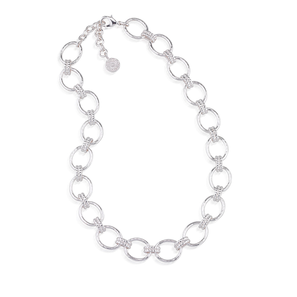 Cleopatra Grande Link Necklace, 16"+ 2" in Silver