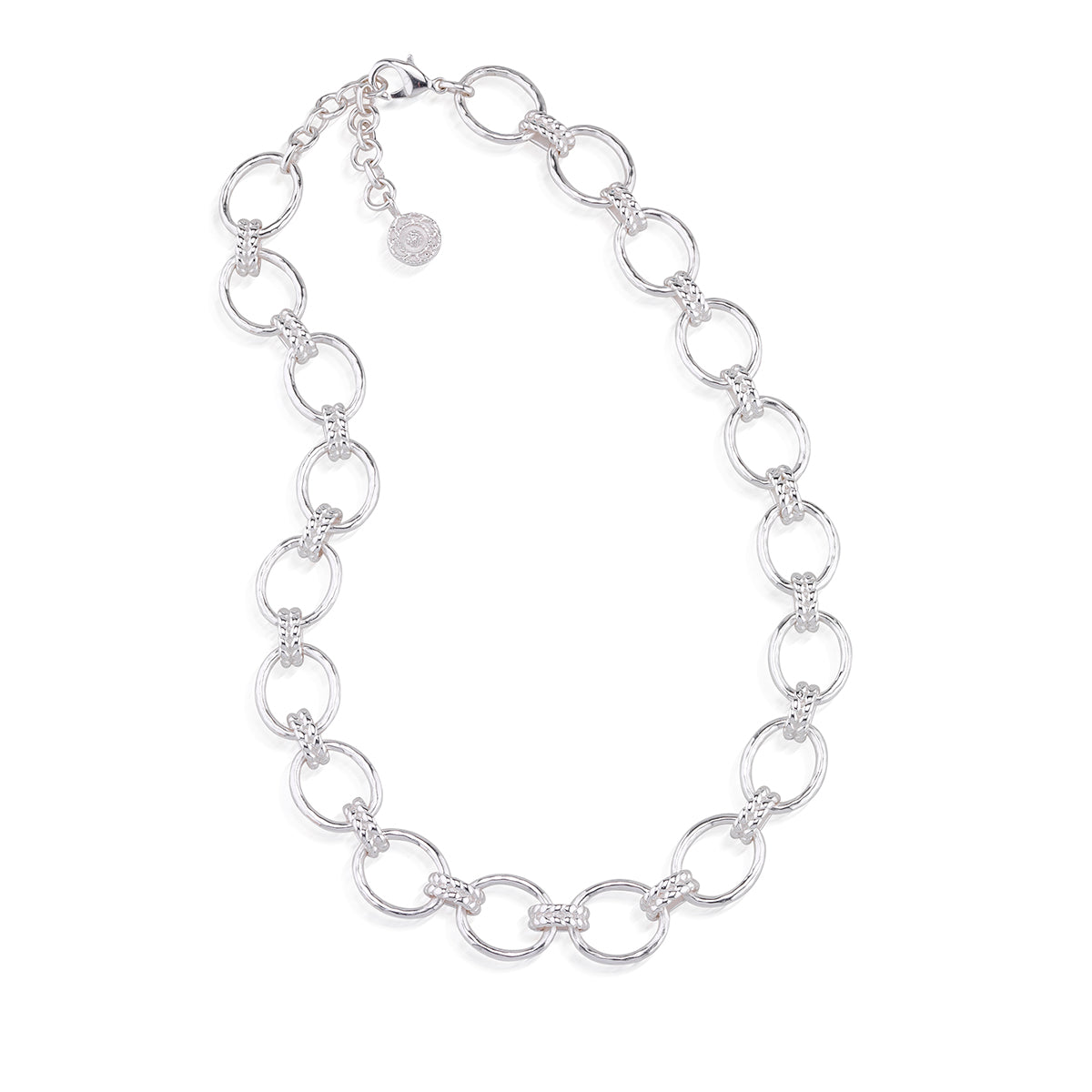 Cleopatra Grande Link Necklace, 16"+ 2" in Silver