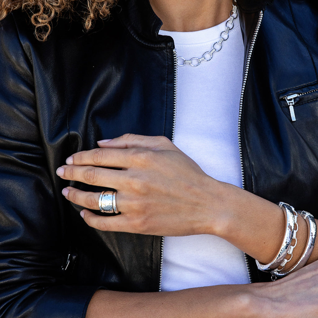 Cleopatra Slice Stacking Ring Set in Silver