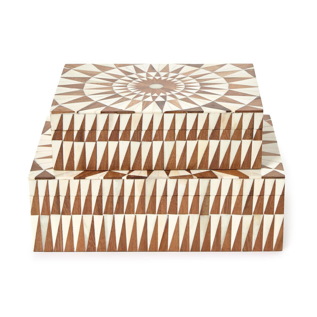 Patterned Hinge Covered Box, Set of 2
