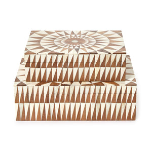 Patterned Hinge Covered Box, Set of 2