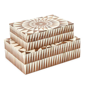 Patterned Hinge Covered Box, Set of 2