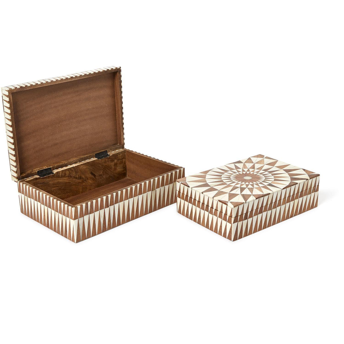 Patterned Hinge Covered Box, Set of 2