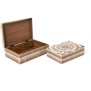Patterned Hinge Covered Box, Set of 2