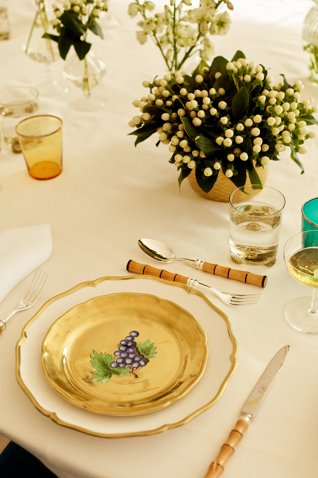 Table Setting with Small d'Or Cache Pot