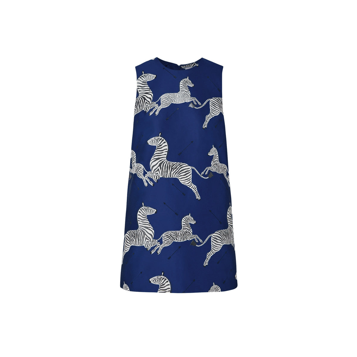 MAE New York x Scalamandre Laurel Dress in Sapphire Jumping Zebras