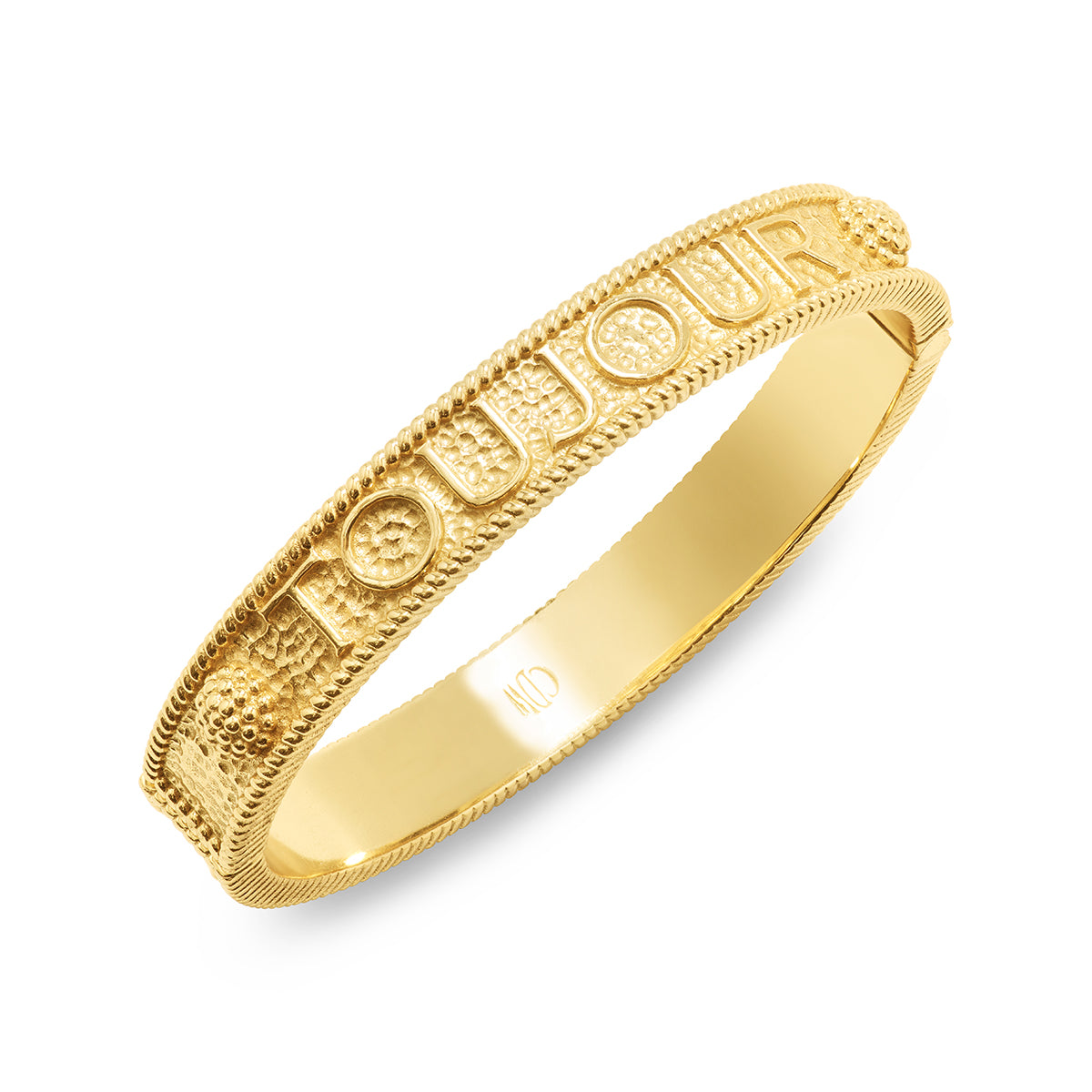 L'Amour Toujour Hinged Bangle in Gold