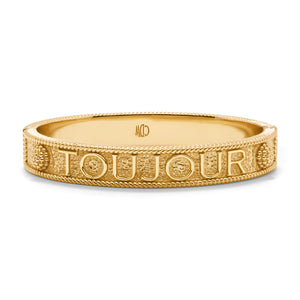 L'Amour Toujour Hinged Bangle in Gold