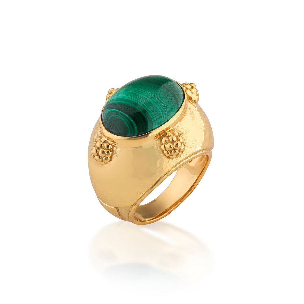 Cleopatra Oval Ring in Malachite