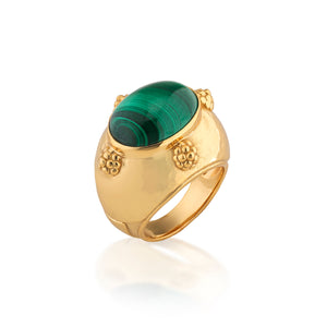Cleopatra Oval Ring in Malachite