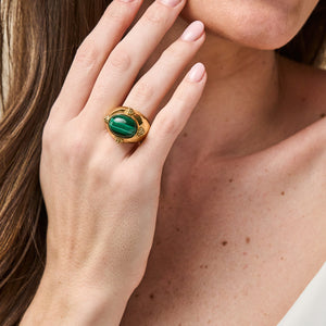 Cleopatra Oval Ring in Malachite