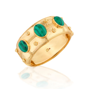 Cleopatra Grande Hinged Bangle in Malachite