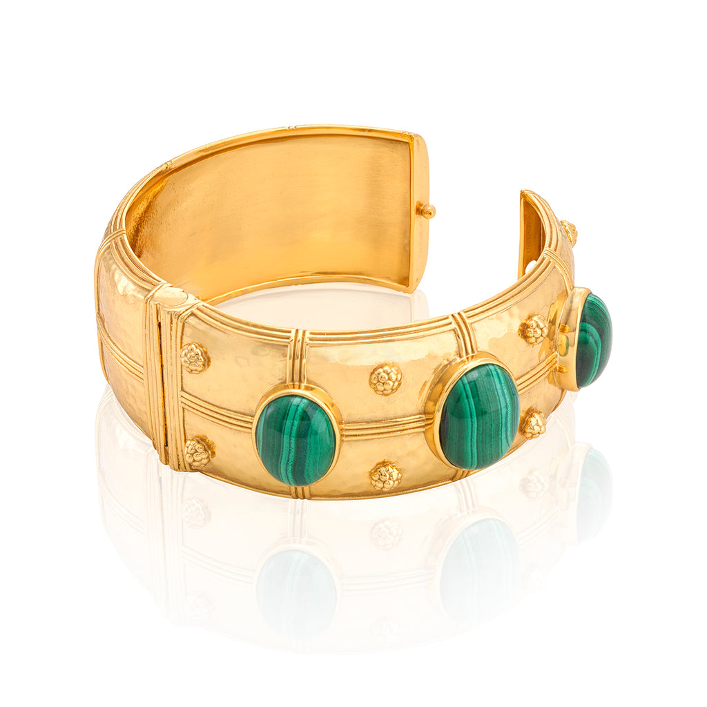 Cleopatra Grande Hinged Bangle in Malachite