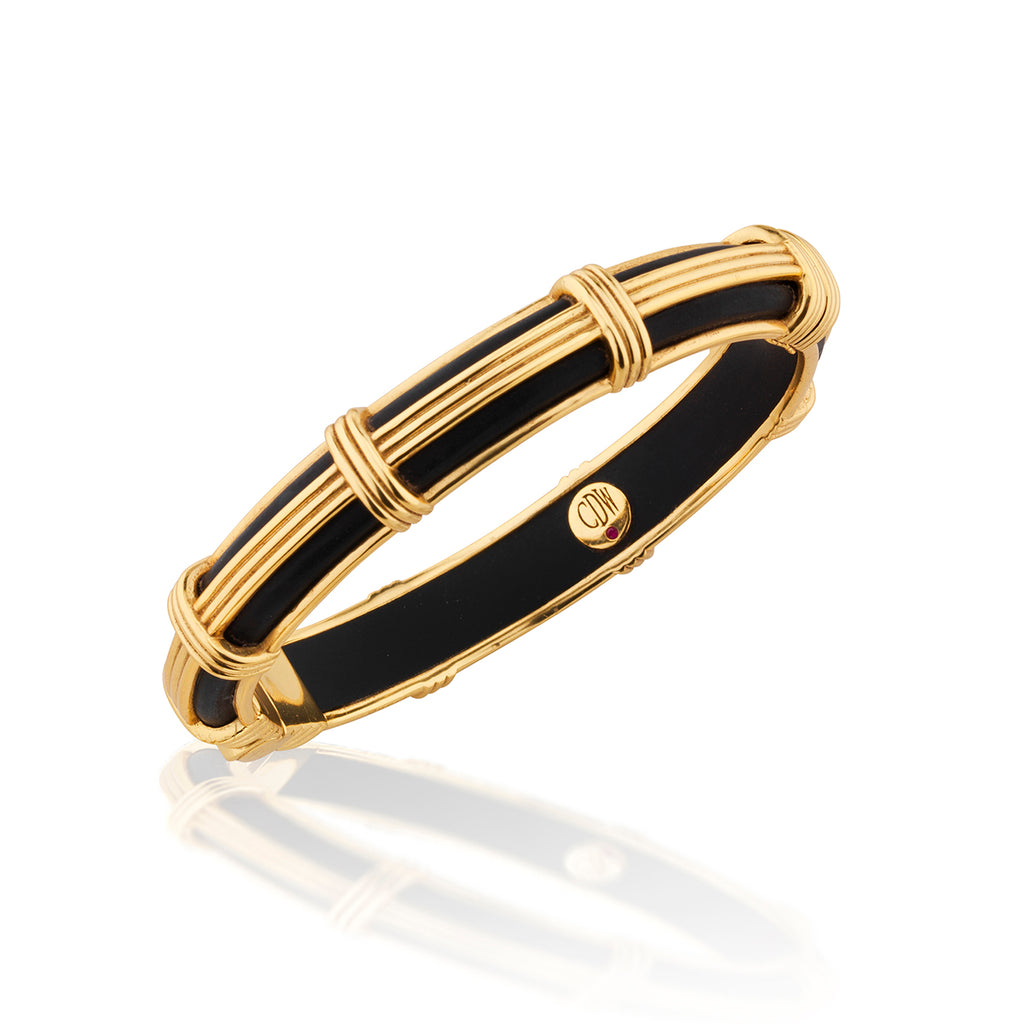 Gaia Petite Hinged Bangle in Ebony