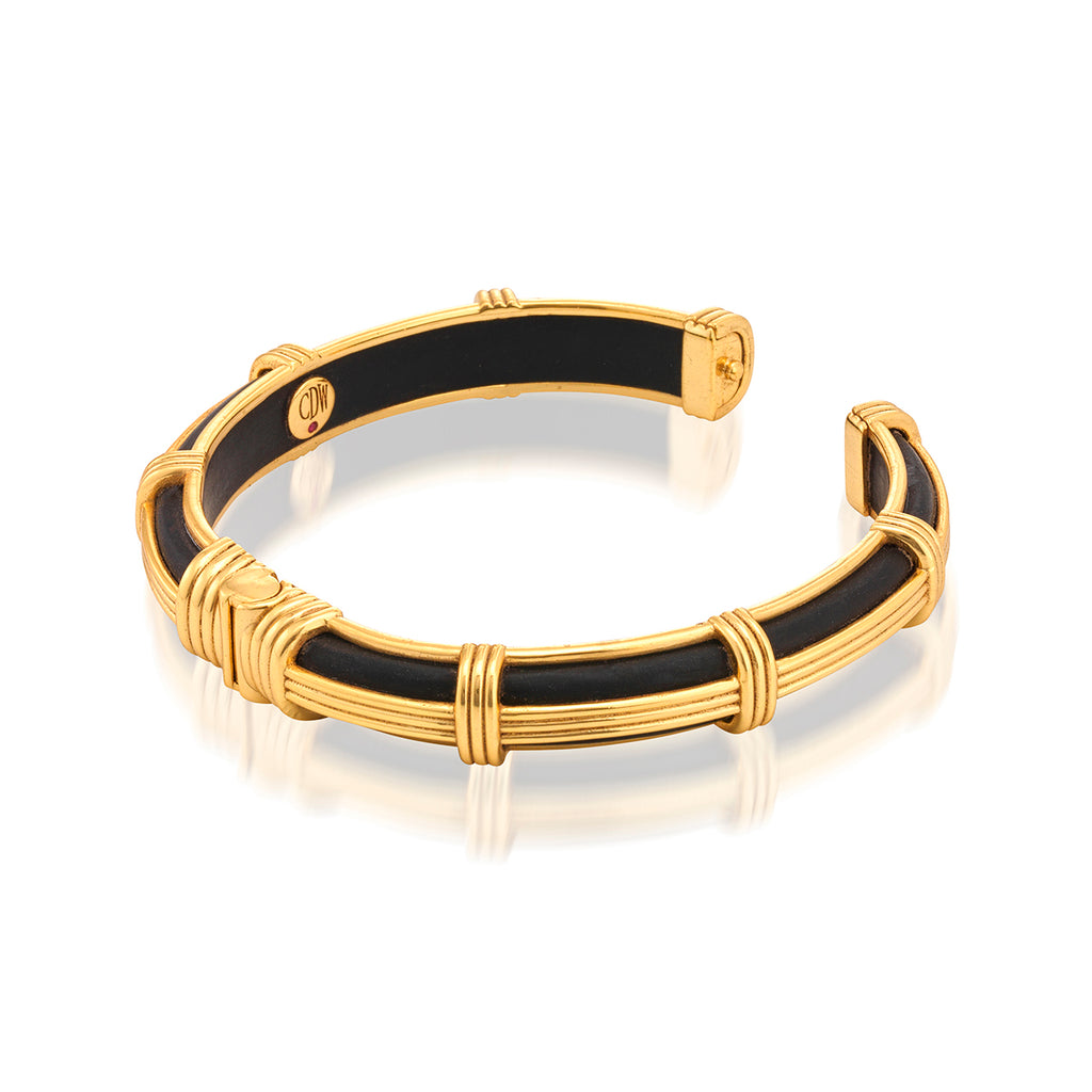 Gaia Petite Hinged Bangle in Ebony