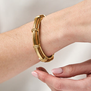 Gaia Petite Hinged Bangle in Teak