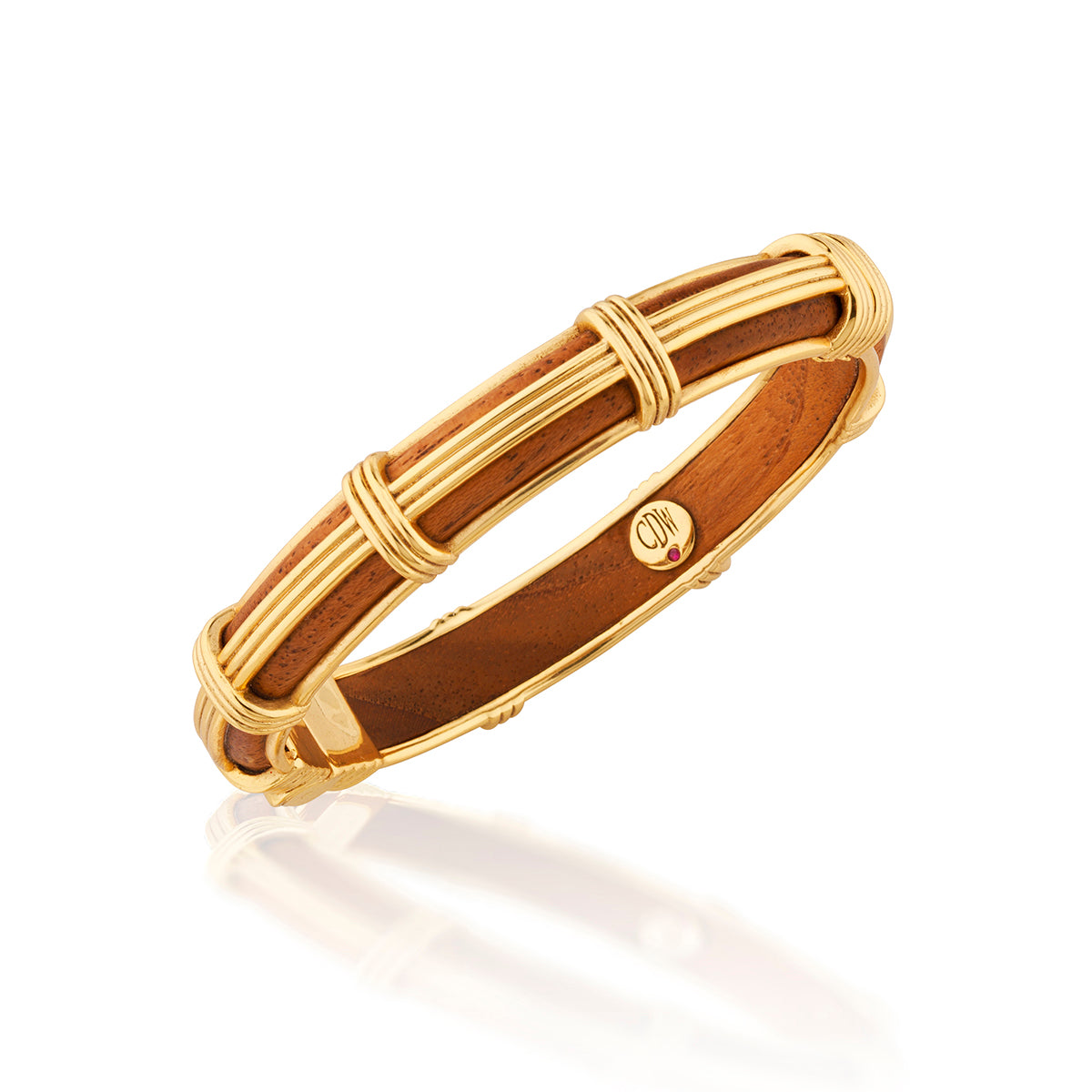 Gaia Petite Hinged Bangle in Teak
