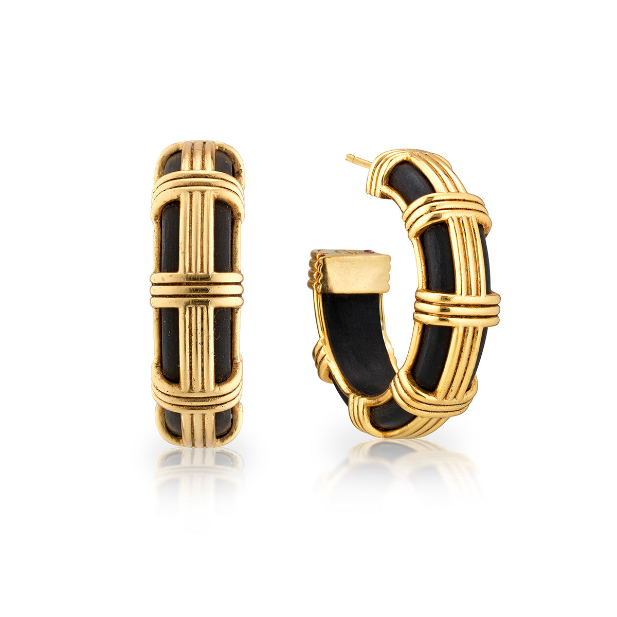 Gaia Cage Hoop Earrings in Ebony