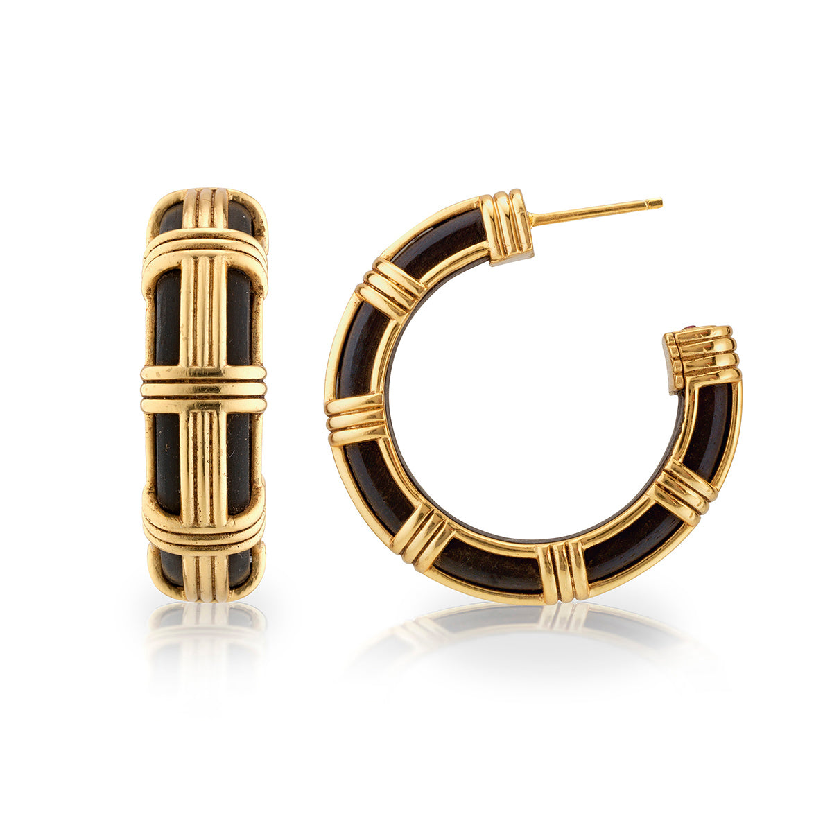 Gaia Cage Hoop Earrings in Ebony