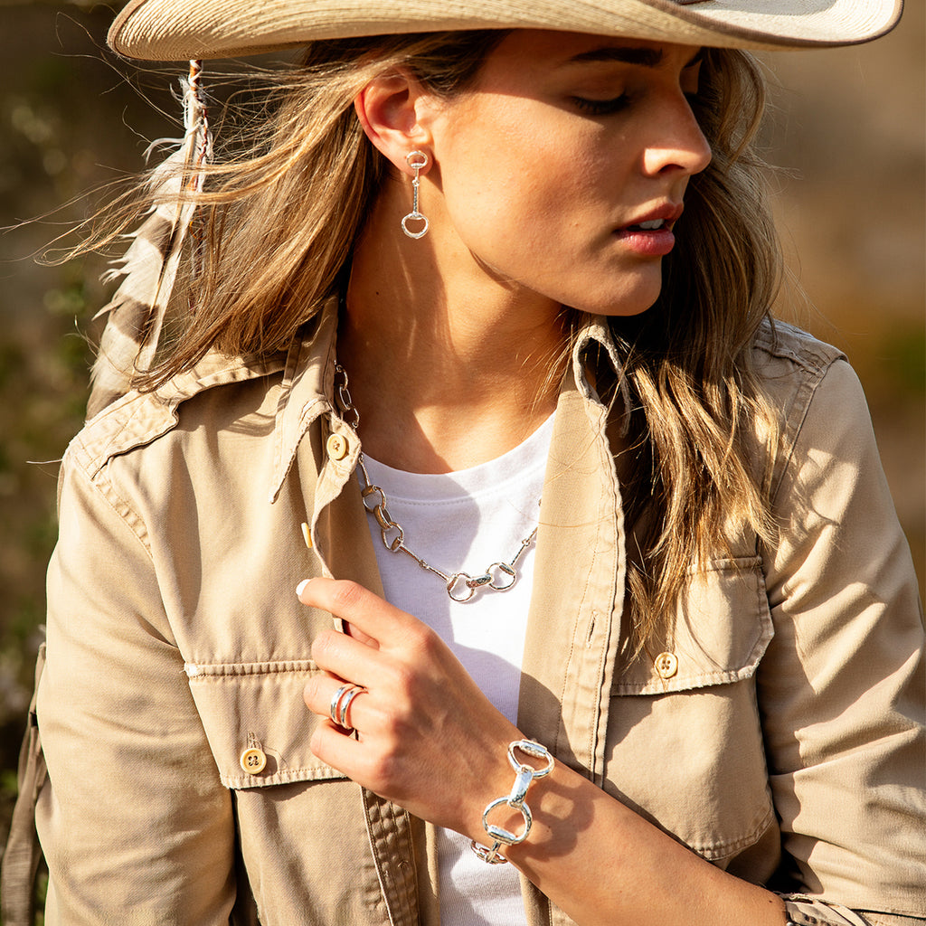 Equestrian Snaffle Bit Cuff in Silver