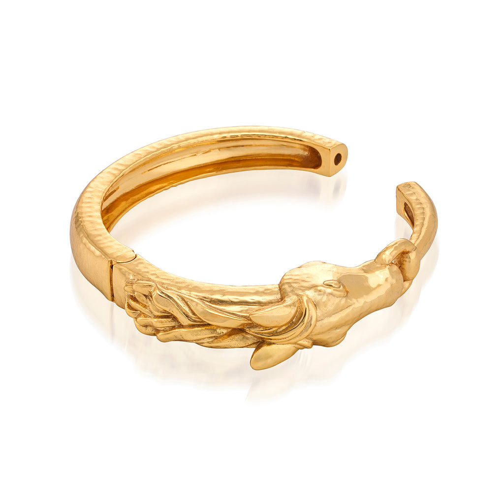 Equestrian Horsehead Hinged Bangle in Gold