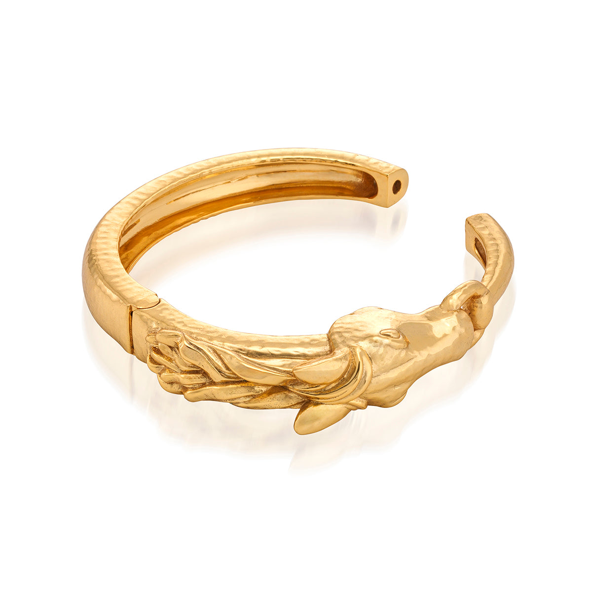 Equestrian Horsehead Hinged Bangle in Gold