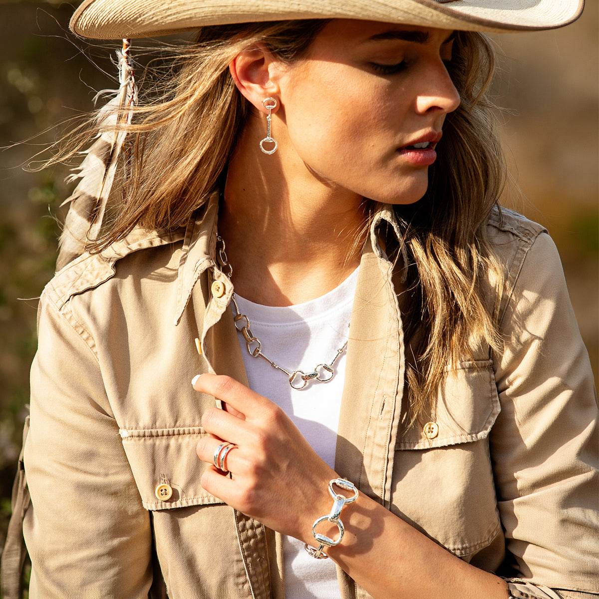 Equestrian Snaffle Bit Earrings in Silver