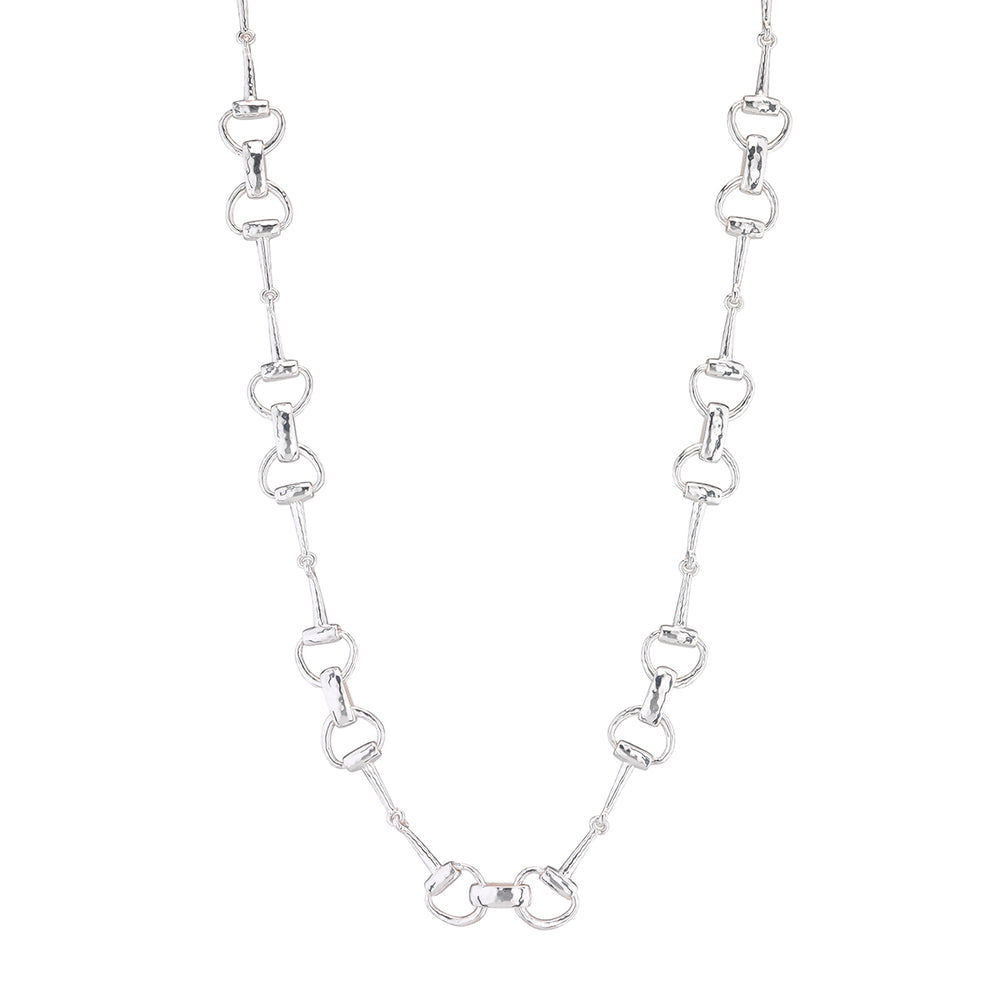 Equestrian Snaffle Bit Chain Necklace, 20" in Silver