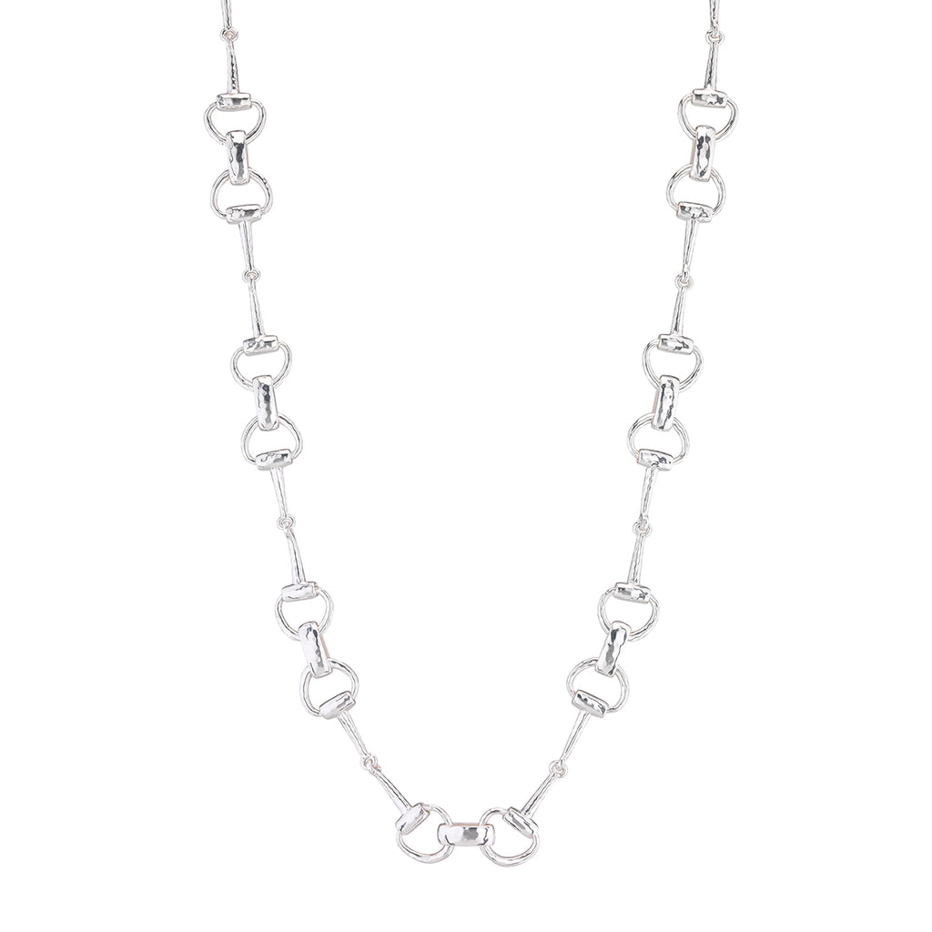 Equestrian Snaffle Bit Chain Necklace, 20" in Silver