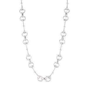 Equestrian Snaffle Bit Chain Necklace, 20" in Silver