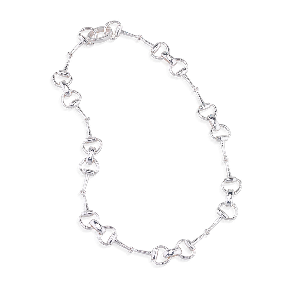 Equestrian Snaffle Bit Chain Necklace, 20" in Silver