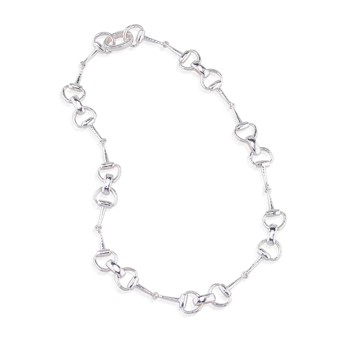 Equestrian Snaffle Bit Chain Necklace, 20" in Silver