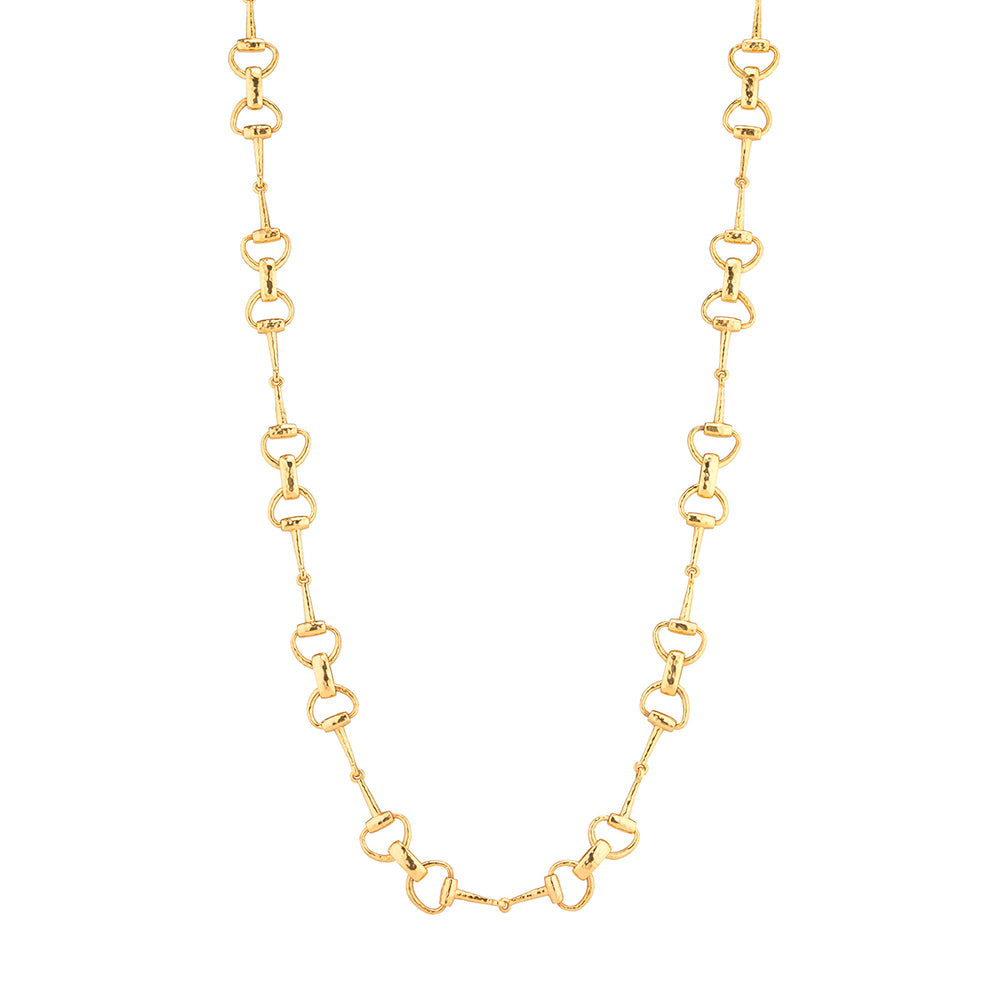 Equestrian Snaffle Bit Chain Necklace, 34" in Gold