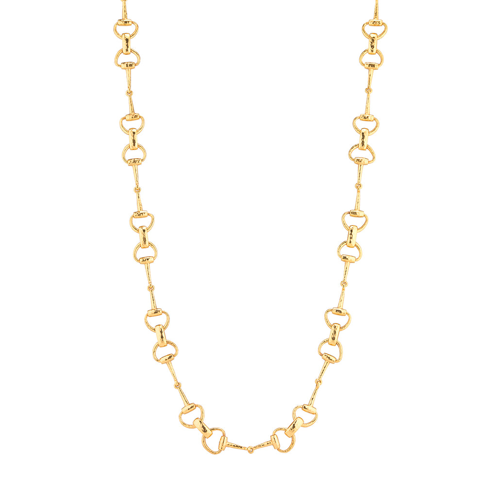Equestrian Snaffle Bit Chain Necklace, 34" in Gold