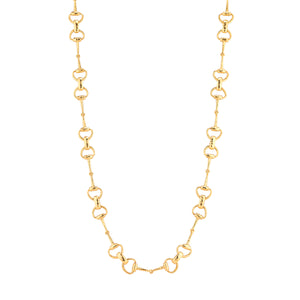 Equestrian Snaffle Bit Chain Necklace, 34" in Gold