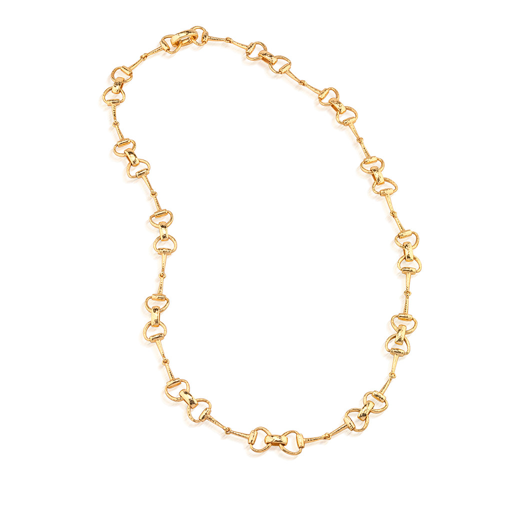 Equestrian Snaffle Bit Chain Necklace, 34" in Gold