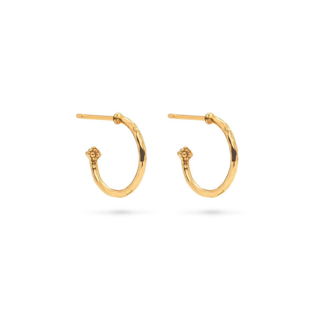 Love Hoop Earrings with Heart Charm in Gold