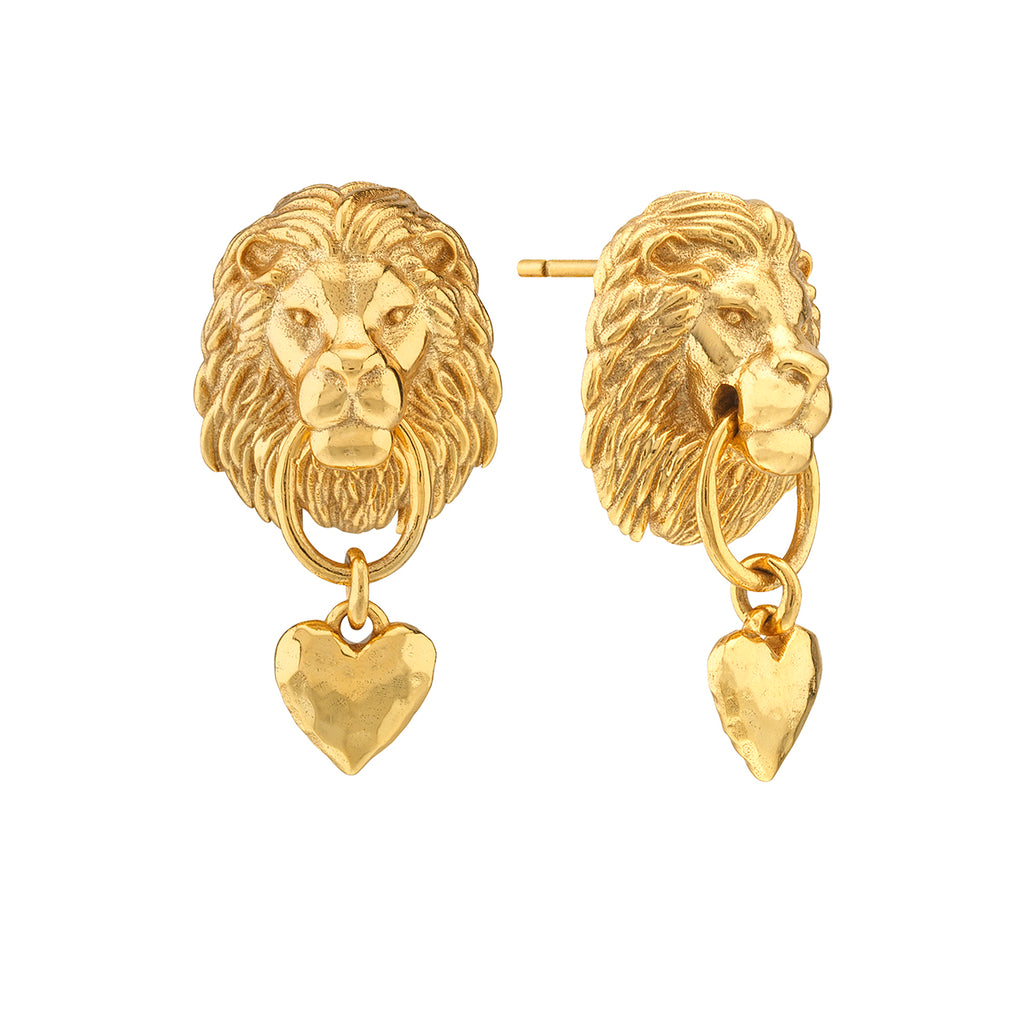 Lionheart Post Earrings in Gold