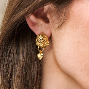 Lionheart Post Earrings in Gold