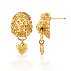 Lionheart Post Earrings in Gold