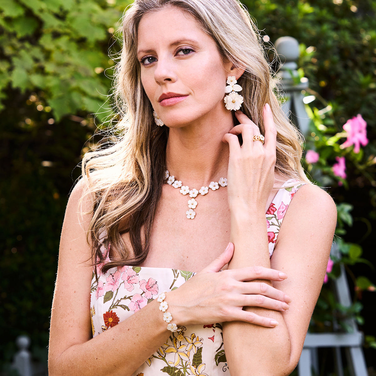 Mermaid Garden Floral Post Drop Earrings