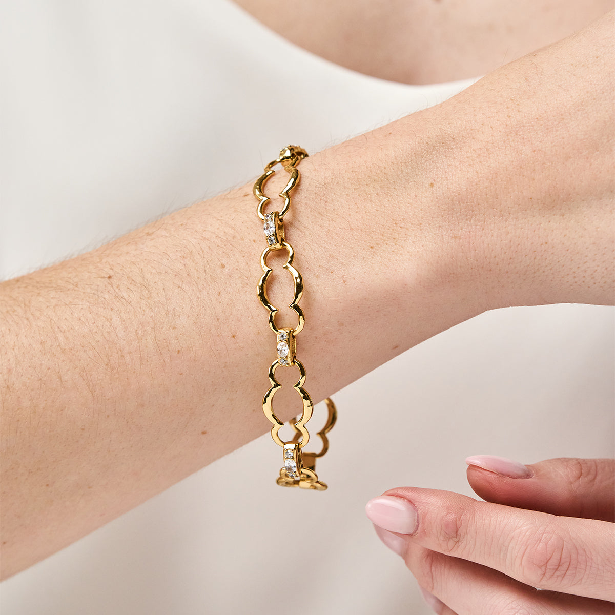 Maharani Grande Chain Bracelet, 7.5"+2" in Clear Cubic Zirconia