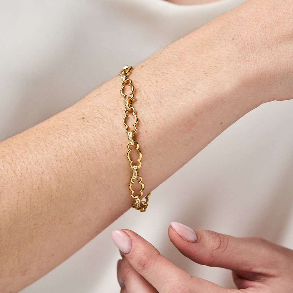 Maharani Petite Chain Bracelet, 7"+ 2" in Clear Cubic Zirconia