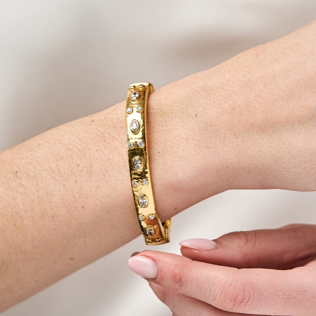 Maharani Hinged Bangle in Clear Cubic Zirconia