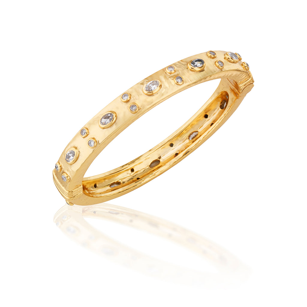 Maharani Hinged Bangle in Clear Cubic Zirconia